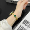 Diamond Emerald Leaf Watch Band