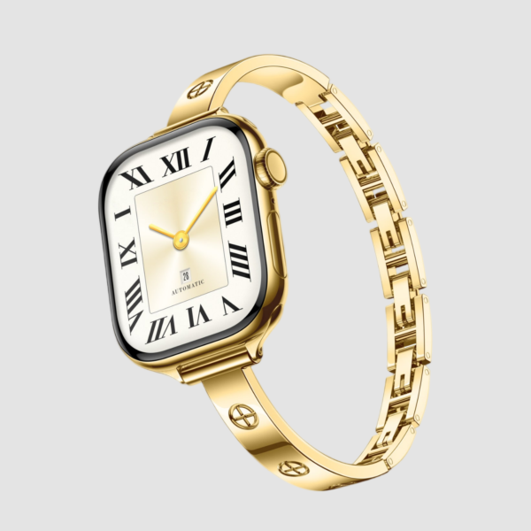 316L Stainless Steel Slim Crosslet Apple Watch Bracelet - 18k Gold Plated