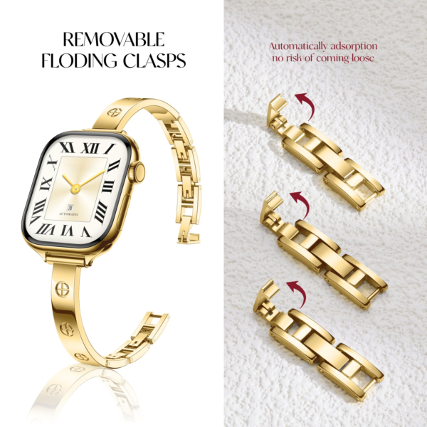 316L Stainless Steel Slim Crosslet Apple Watch Bracelet - 18k Gold Plated